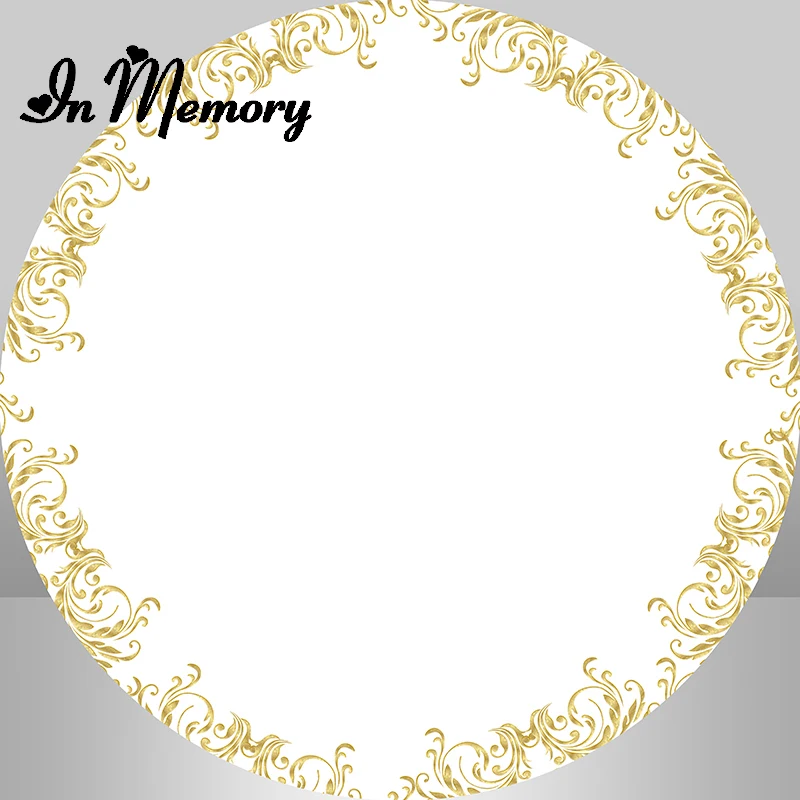 White Gold Glitter Pattern Round Backdrop Cover Kids Baptism Birthday Wedding Party Photography Background Plinth Covers Custom
