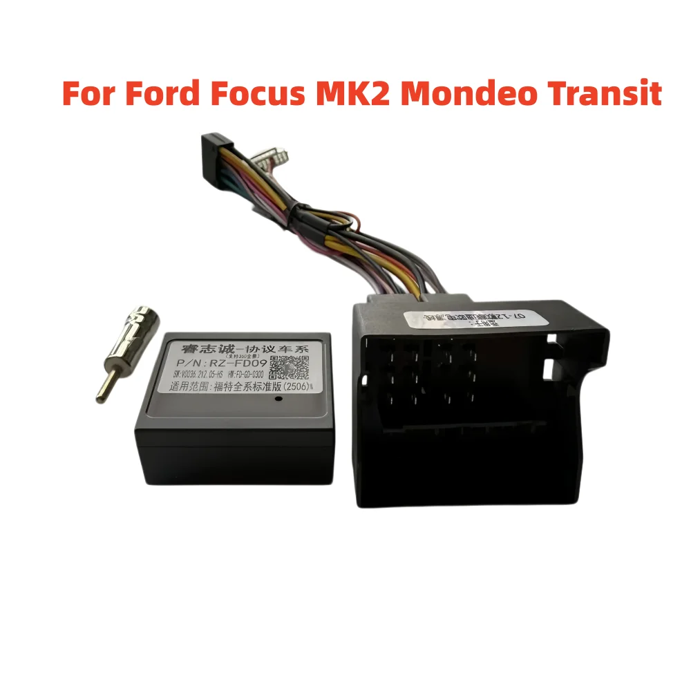 Install Aftermarket CAN Bus Decoder 16 Pin Wiring Harness For Ford Fiesta Focus II C Max Fusion Kuga S-Max Transit Android Radio