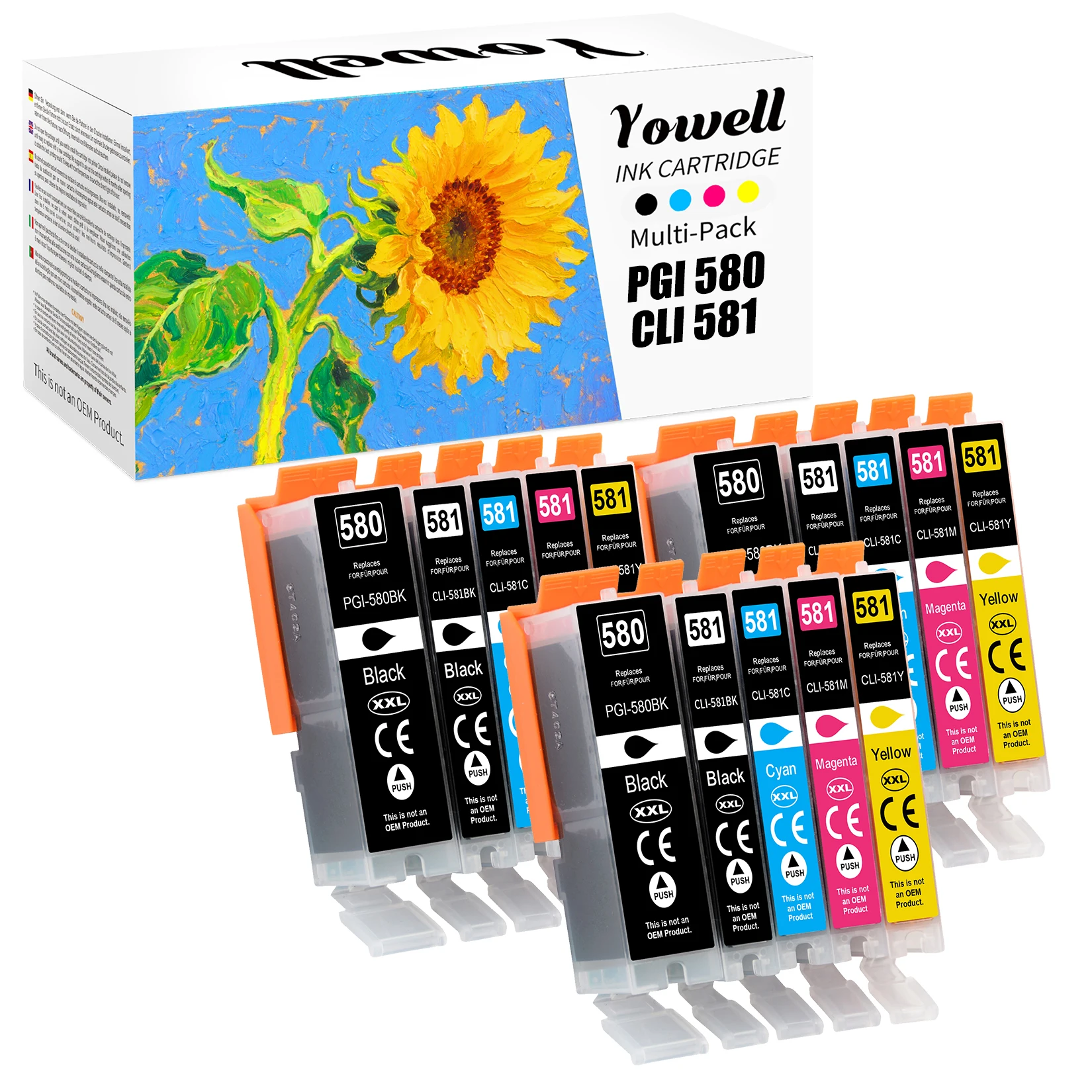 Cartouches d'encre compatibles Yowell 580/581 XXL avec cartouches Canon PGI-580 CLI-581XL pour Canon Pixma TS705 TR8550 TS6150 TR7550
