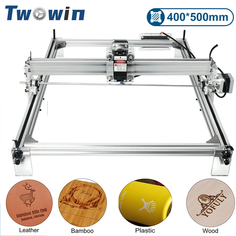 Twowin desktop diy violett laser gravur maschine bild cnc drucker arbeits bereich 400*500mm cnc router maschine 5500mw/7w/10w