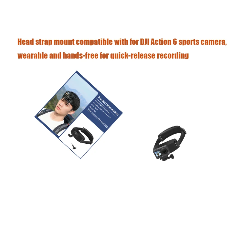 

Head strap mount compatible with for DJI Action 6 sports camera, wearable and hands-free for quick-release recording ​