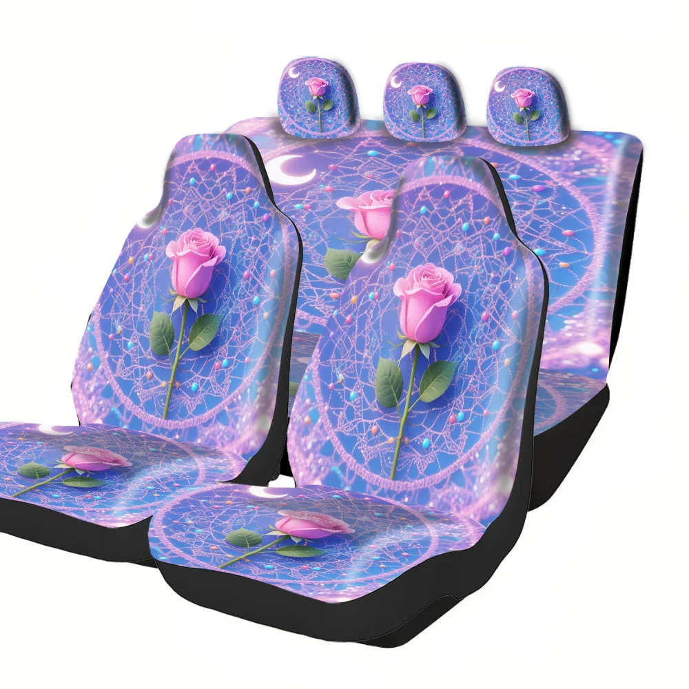 Trendy Printed Car Seat Covers Halloween Christmas New Year Easter Rose Crescent Web Design Material Lucky Gift For Friends Univ