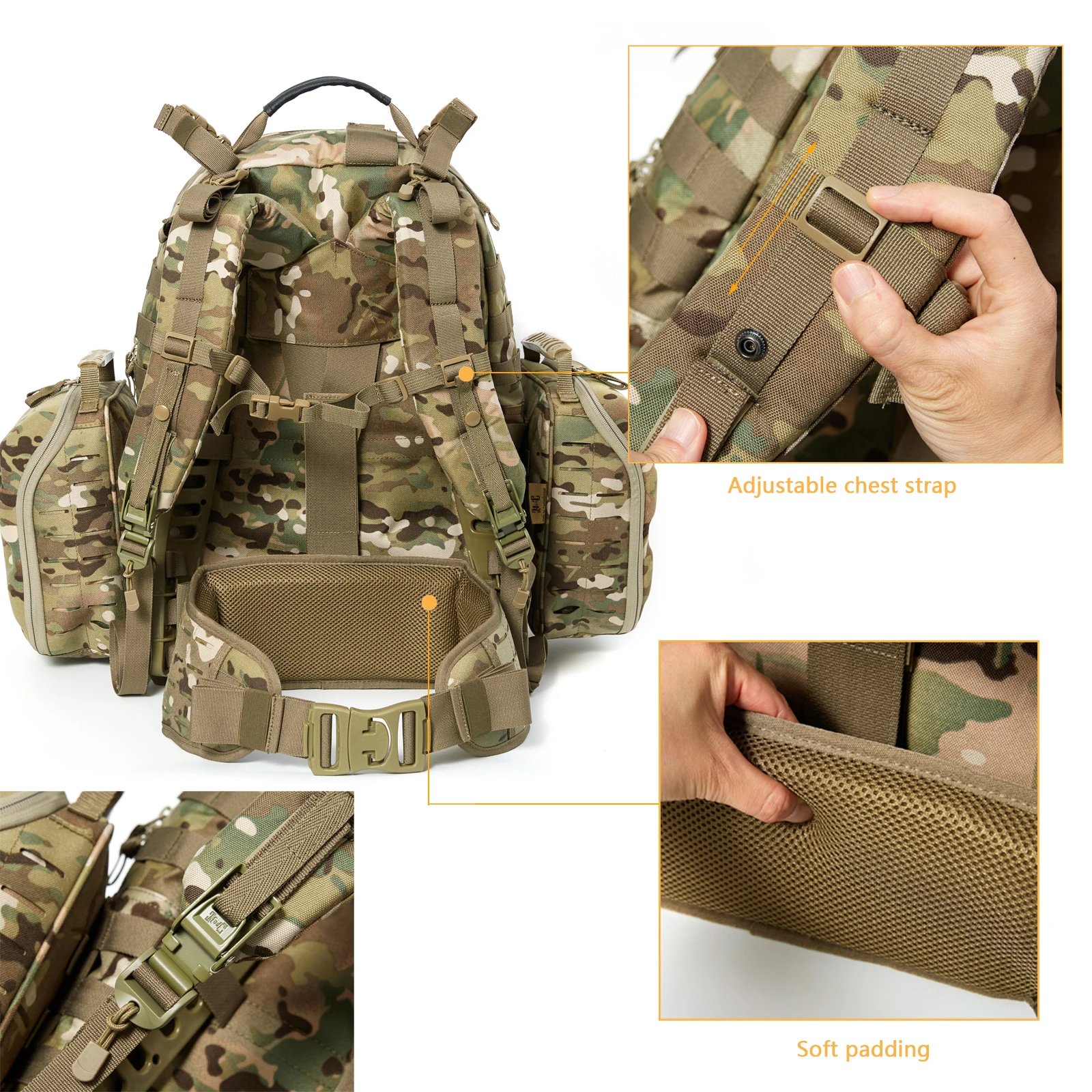 Imagem -02 - Grande Mochila Tática do Exército Militar Molle Mochila Média Dias Pacote de Assalto Equipamento Militar 70l