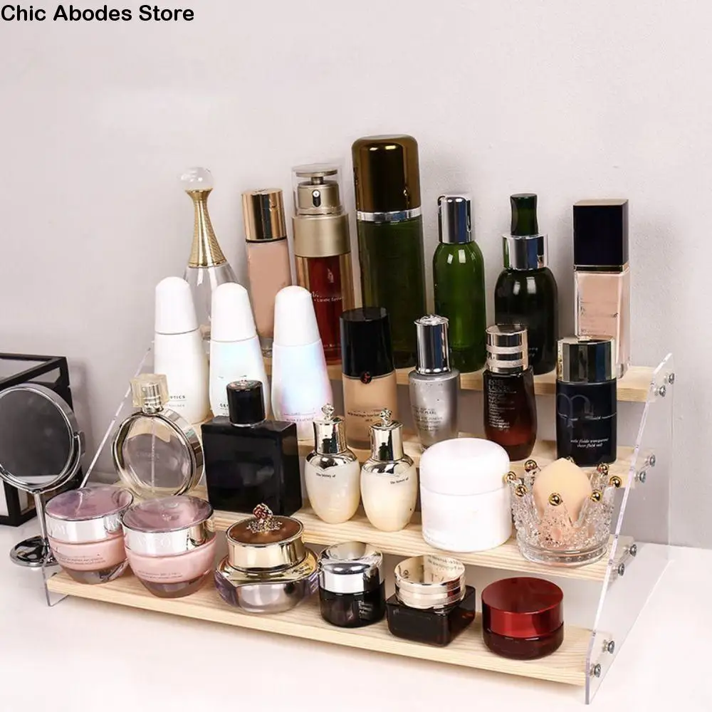 

2/3/4/5Layer Acrylic Storage Display Rack Ladder Type Transparent Cosmetic Storage Holders Large Capacity Perfume