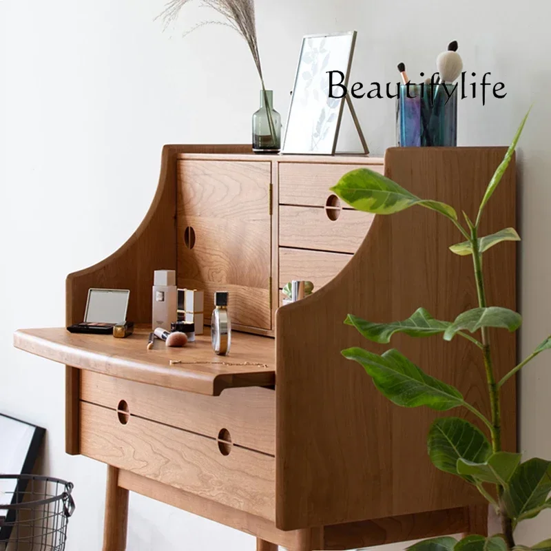 N19 N Nordic Solid Wood Dresser Cherrywood Modern Minimalist Japanese Style White Oak Bedroom Storage Makeup Table