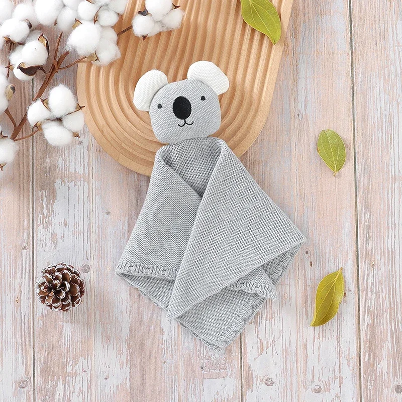 Serviette en Coton Security é pour Bébé, Couverture Calme pour Nouveau-Né, Jouet de Sommeil pour Enfant, Gant de Toilette Confortable, Koala Mignon, 37x37cm