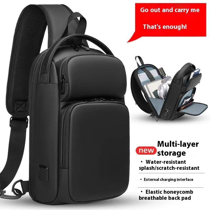 Sling Bags for Men Chest Waterproof Cross Body Shoulder Bag For Husband Gift Messenger Pack with USB Charging 9.7 Ipad