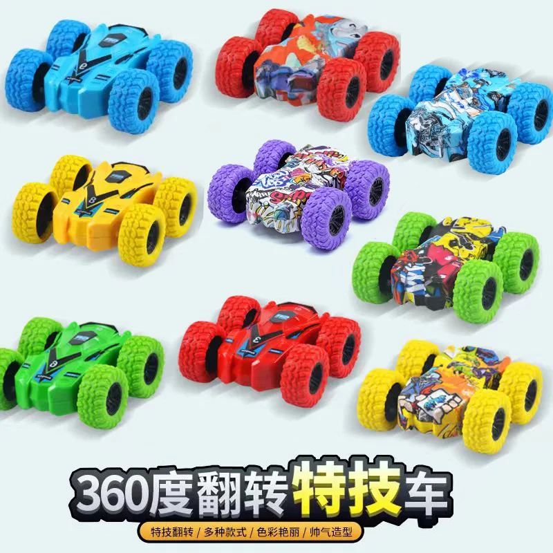 Véhicule tout-terrain Graffiti Double face à inertie pour enfants, modèle de cascade, jouet Durable, cadeau pour garçons, Simulation de voiture rugueuse