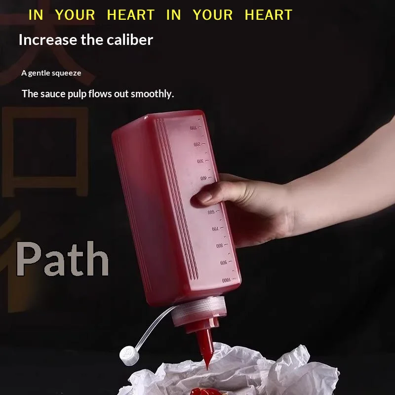 【X】Squeeze Condiment Dispenser Large Mouth Dustproof Sauce Bottle 600/800/1000ML for Takeaway Food Stall Outdoor Picnic