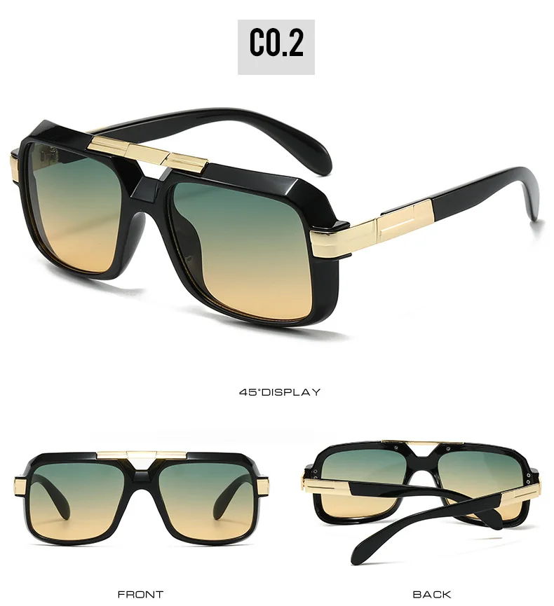 Retro Sonnenbrille Männer Quadratischen Stil Doppel Strahl Pilot UV400 Sonnenbrille Mode – Detail 7