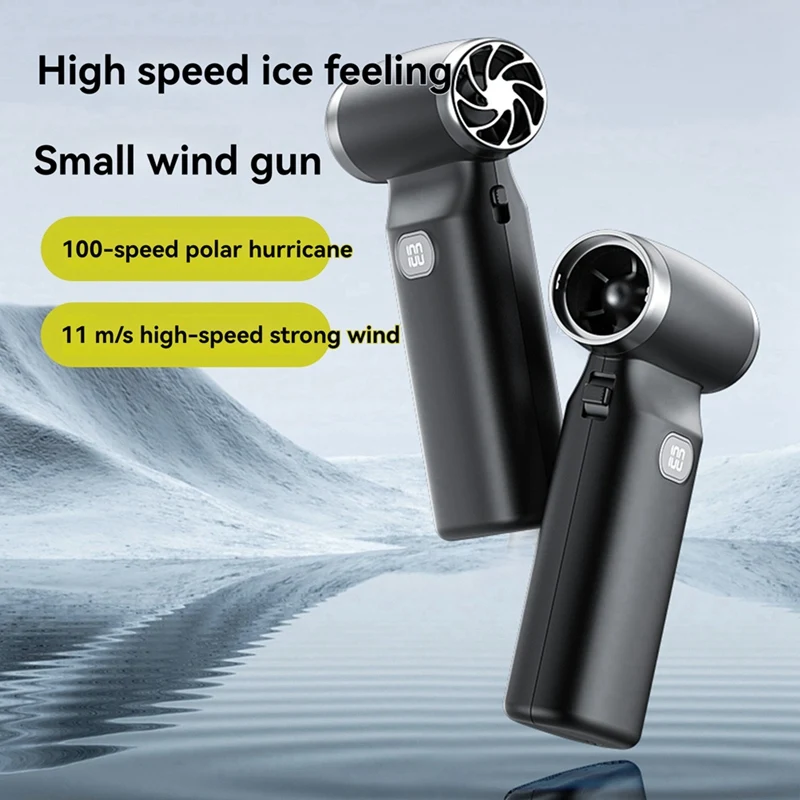 Handheld Turbo Jet Fan Desktop Fan 110000RPM Rechargeable Mini Office Fan Violent Fan 6000Mah 100 Wind Speeds D