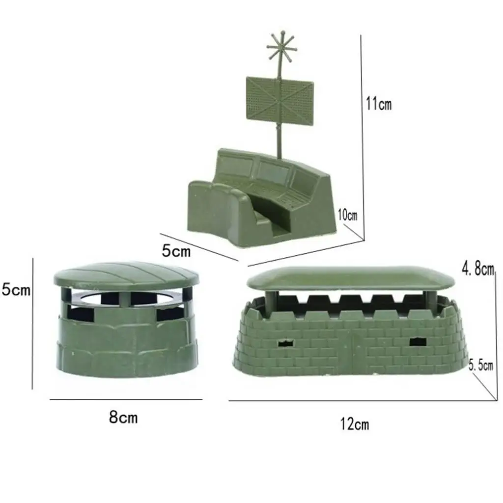 9pcs Bunkers Modelos Figuras de ação de brinquedo Acessórios masculinos do exército