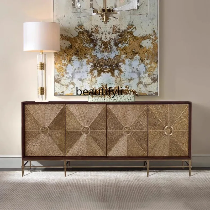 

Italian Style Light Luxury Sideboard High-End Furniture American Retro Storage Decorative Cabinet Living Room Entryway Cabinet