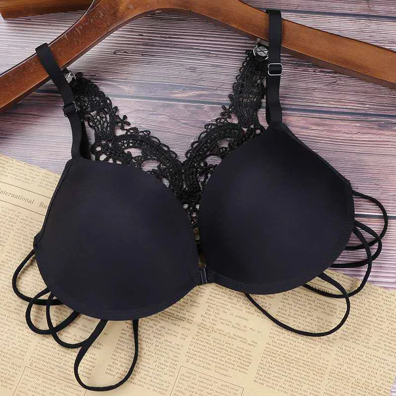 Women's Intimates Bras bra front button beautiful back gathered underwear thin strap cross sexy comfortable girl's bra Underwear