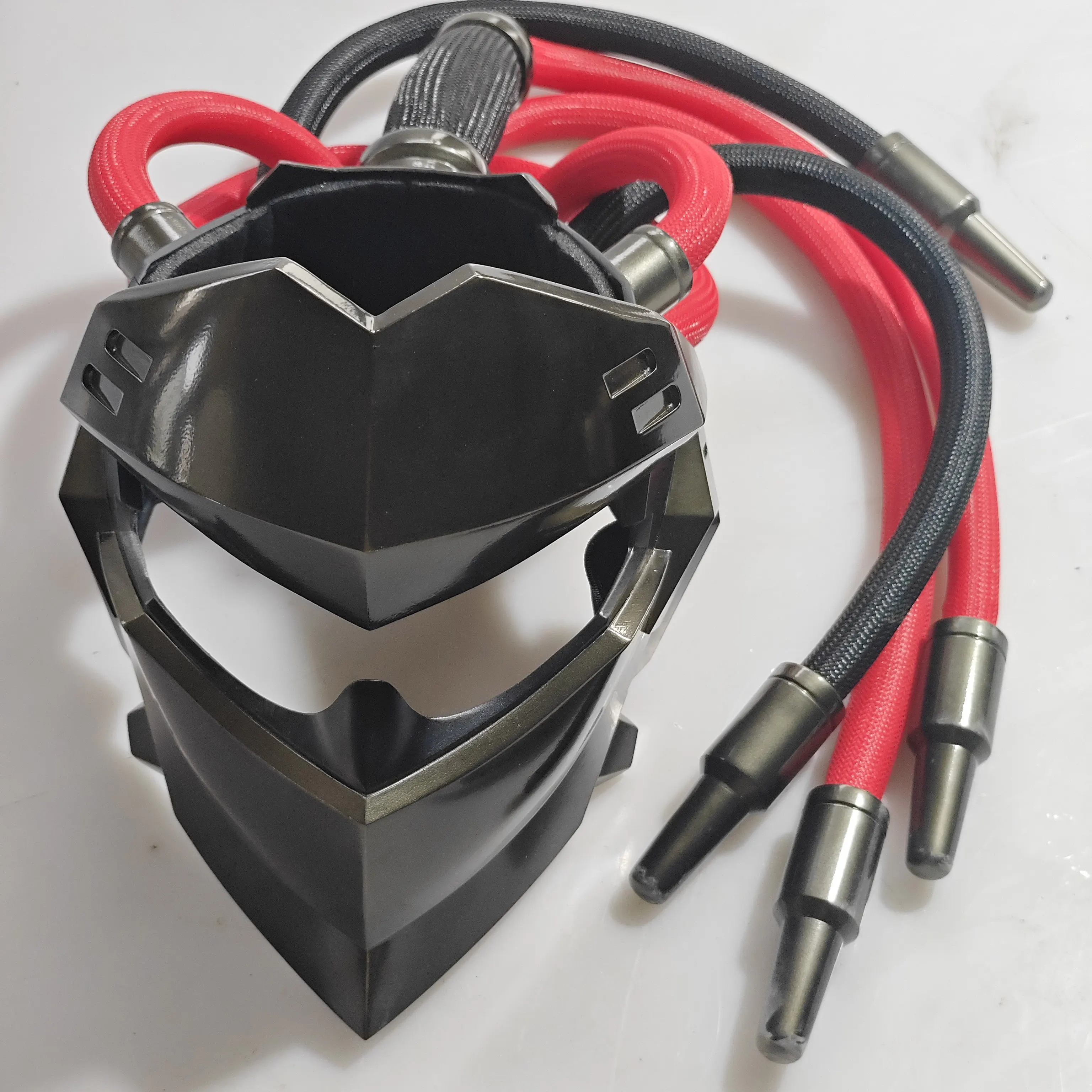 Overwatchs Genji Shadow Skin Cosplay Mask Helmet with Dreadlocks, Mechanical Fiberglass Prop