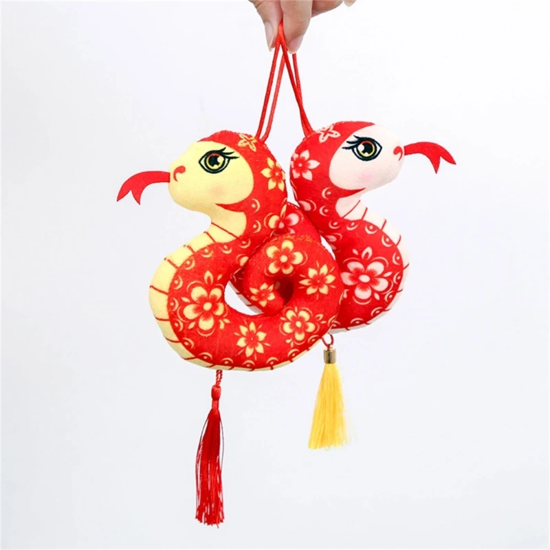 Hanging Sturdy Plush Snake Charm Pendant for Spring Festival Decoration W3JF