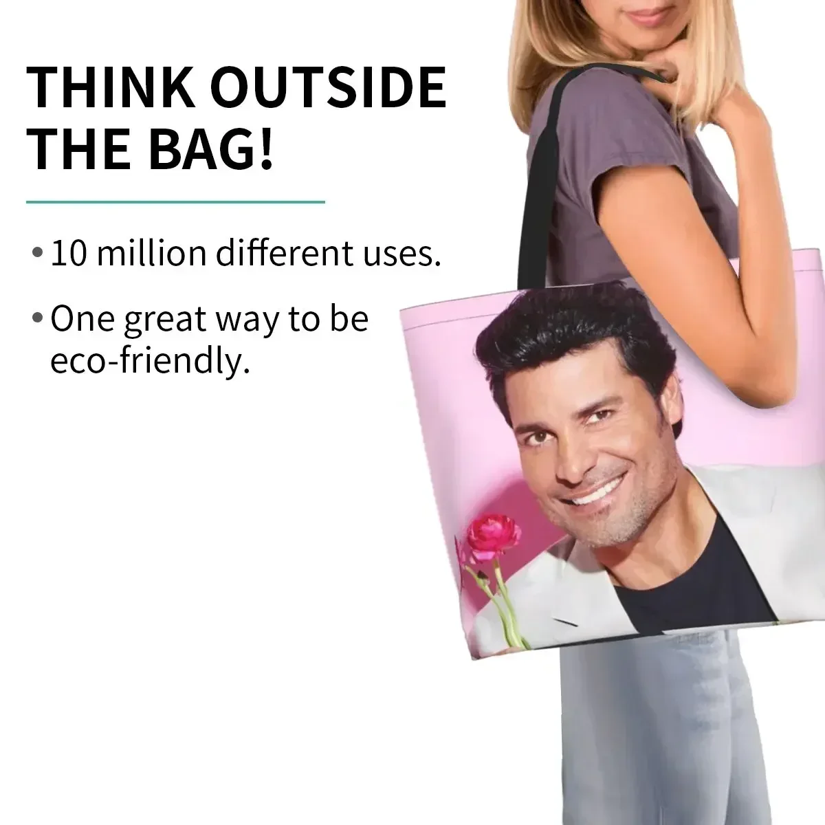 Chayanne Dance With Me-bolsas de compras de lona impresas, bolsos de hombro de gran capacidad, bolso de mano de cantante Pop latino