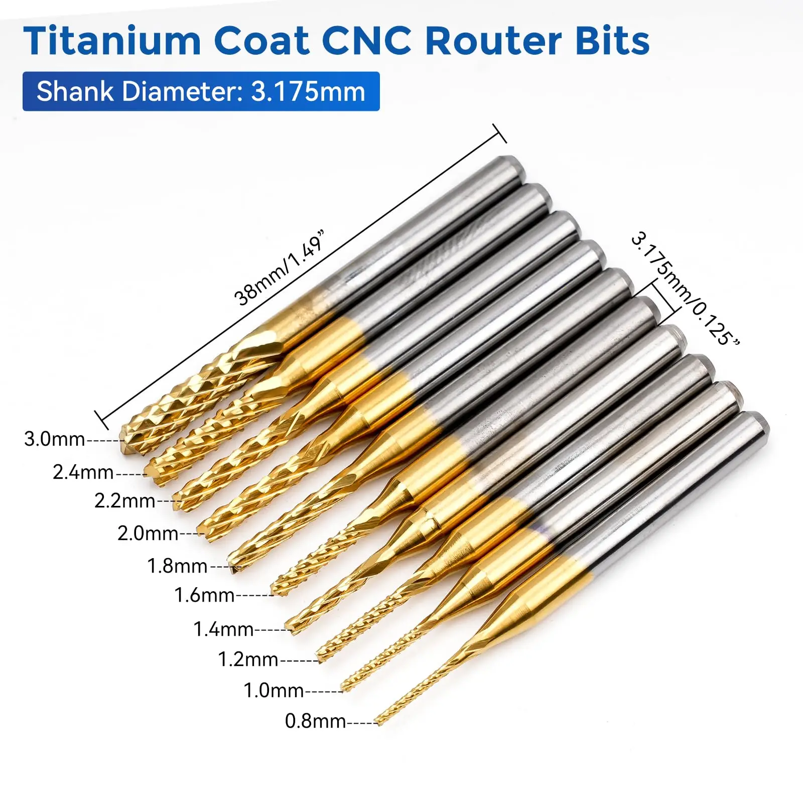 40pcs End Mill Engraving Bits Set with ER11 ER16 Collet 3.175mm Shank CNC Router Bits Ball Nose PCB Milling Cutter Carbide Milli