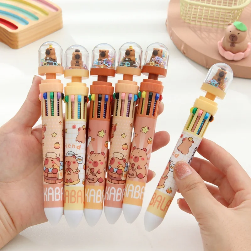 

12/36pcs Creative Capybara 10 colors Ballpoint Pen Cute Press Ball Pens School Office Writing Supplies
