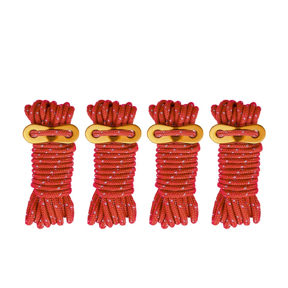 Adjustable Tension Rope Camping Rope Pre-Attached Tension Adjusters Multi Color Reflective Rope Survival Gear Fluorescent Green
