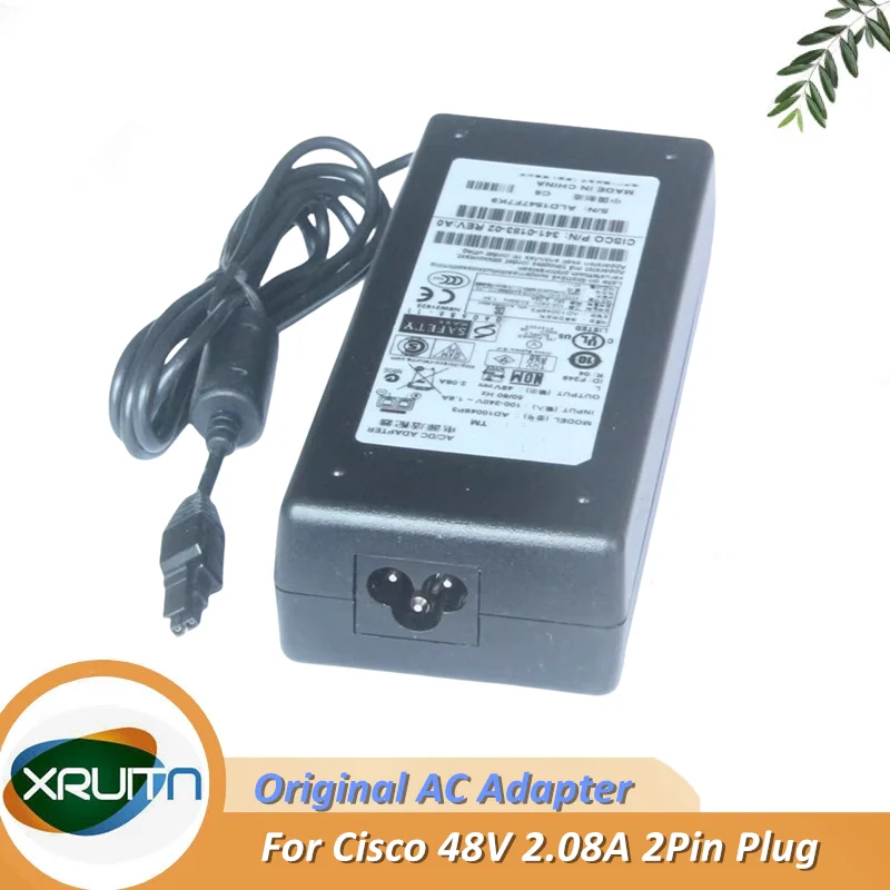 Used Genuine AD10048P3 AC/DC Adapter 48V 2.08A 2-pin Charger for Cisco ASA5505 PSU 341-0183-01 ASA5505-PWR-AC 341-0183-02