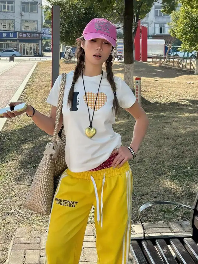 

Feina Hotsweet графические футболки женские с коротким рукавом корейская мода летние топы футболки женская одежда 2000-х годов одежда Y2k футболка