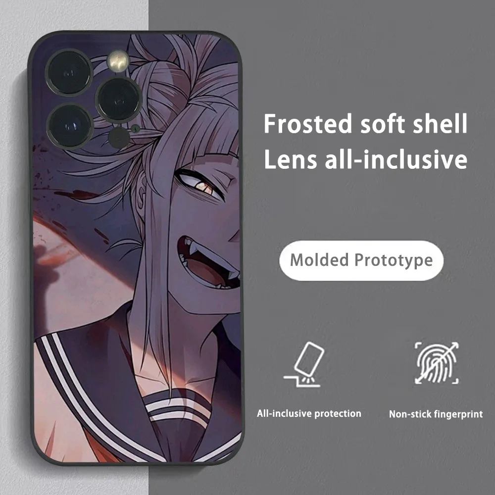 Anime H-Himiko T-Togas Girl Phone Case For iPhone 16 15 14 13 12 11 Pro Max Plus Mini Frosted Soft Shell Funda