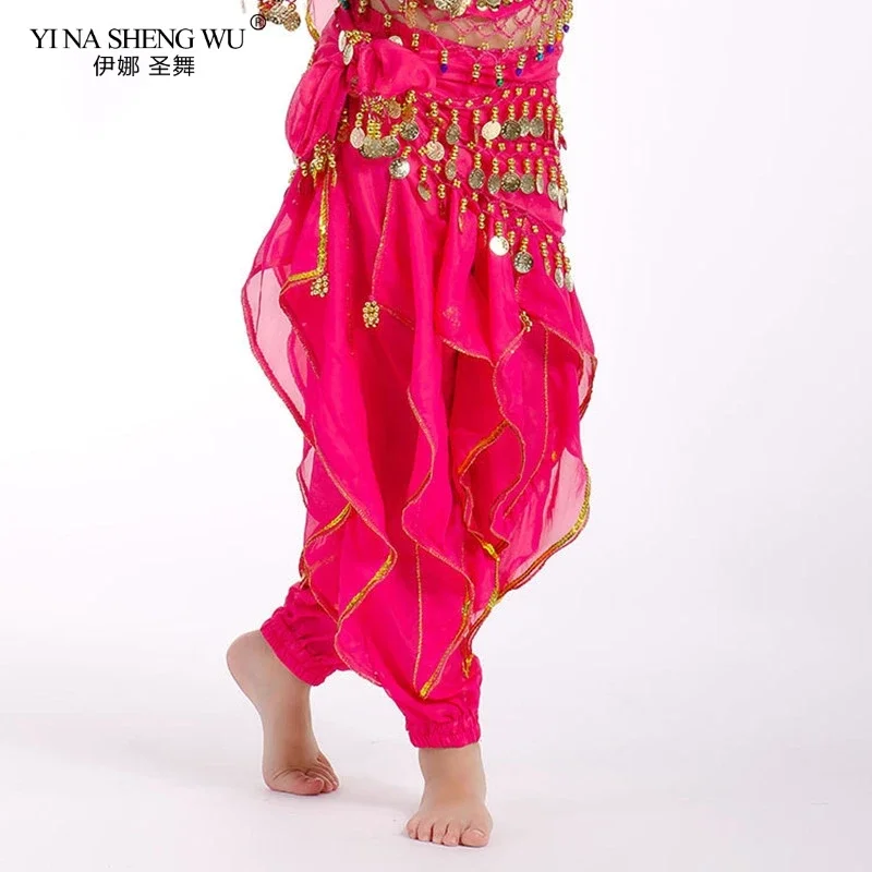 فتاة مصر بوليوود 8 ألوان الرقص الشرقي تنورة سوينغ تنورة الرقص الشرقي السراويل المهنية زي طفل الهند الرقص الشرقي السراويل #4
