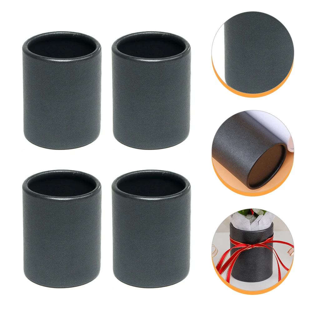 

4 Pcs Circle Round Flower Box Vase Packing Boxes Bouquet Packaging Bucket Black