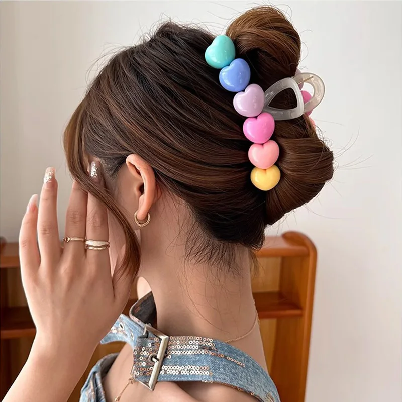 1pc Dopamine Color Star Grab Clip for Women\'s Luxury, Large Love Shark Clip Headpiece Hair Clip