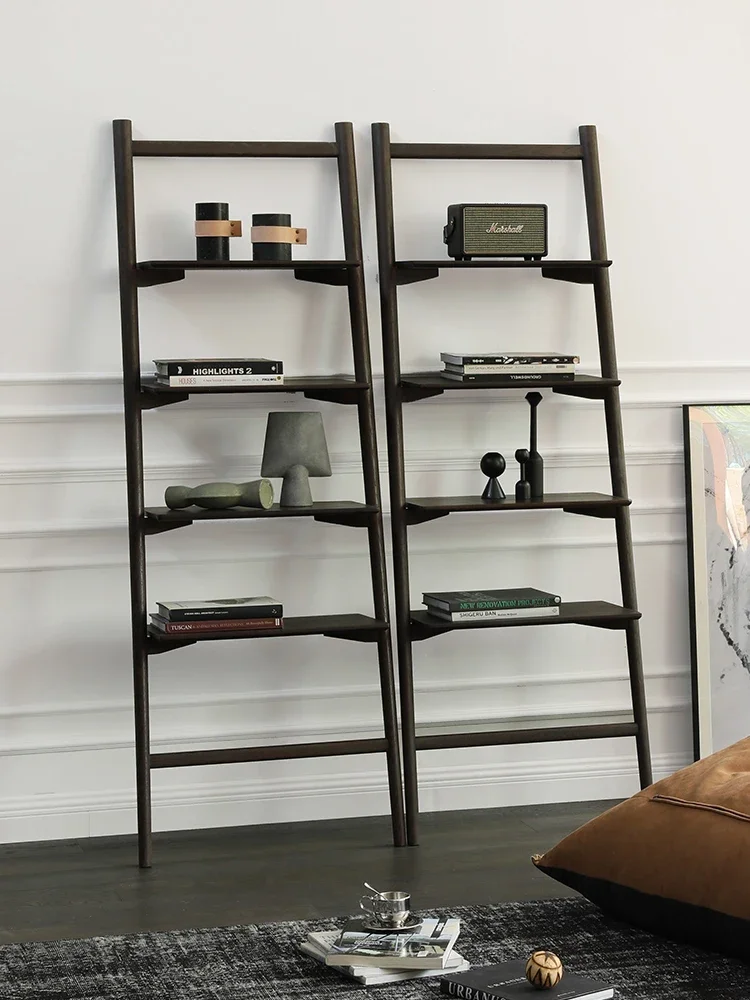 Display rack, Nordic modern simple original imported smoked oak Danish style four-layer bookshelf display