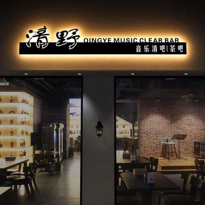 

Custom. Door Signboard Background Wall LED Luminous Characters Iron Billboard Display Hollow out Signs Light Box Cust