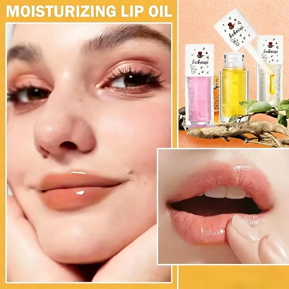 3pcs Moisturizing Lip Oil Nourishing Brightening Lip Care Hydrating Lip Balm for Soft Smooth Lips