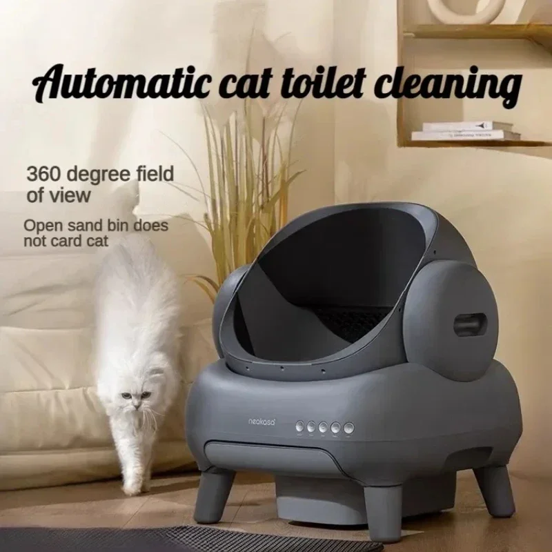 Automatic Smart Cat Litter Box Self Cleaning Open Panoramic View Splash Proof Design for Large Cats - Pet Toilet Litter Tray