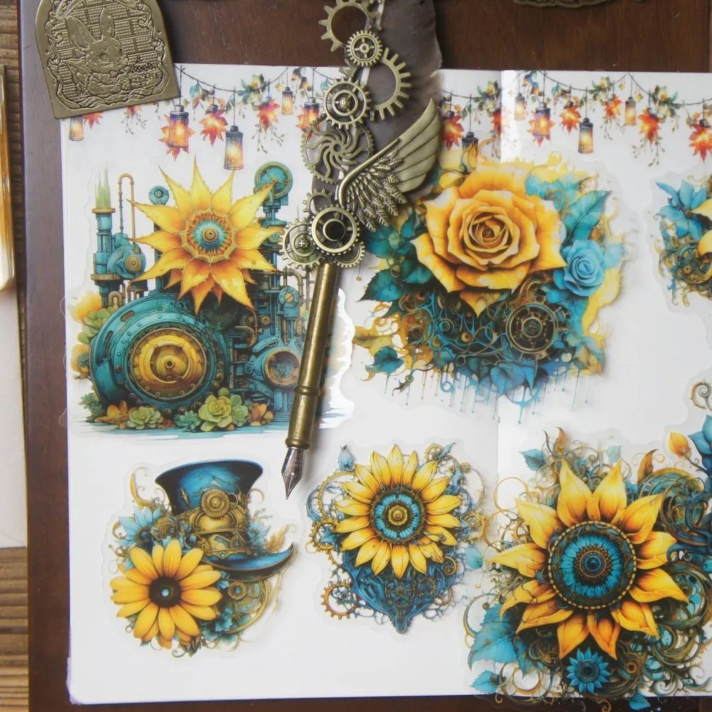 

18pcs Punk Style Gear Flower Style PVC Sticker Scrapbooking DIY Gift Packing Label Decoration Tag
