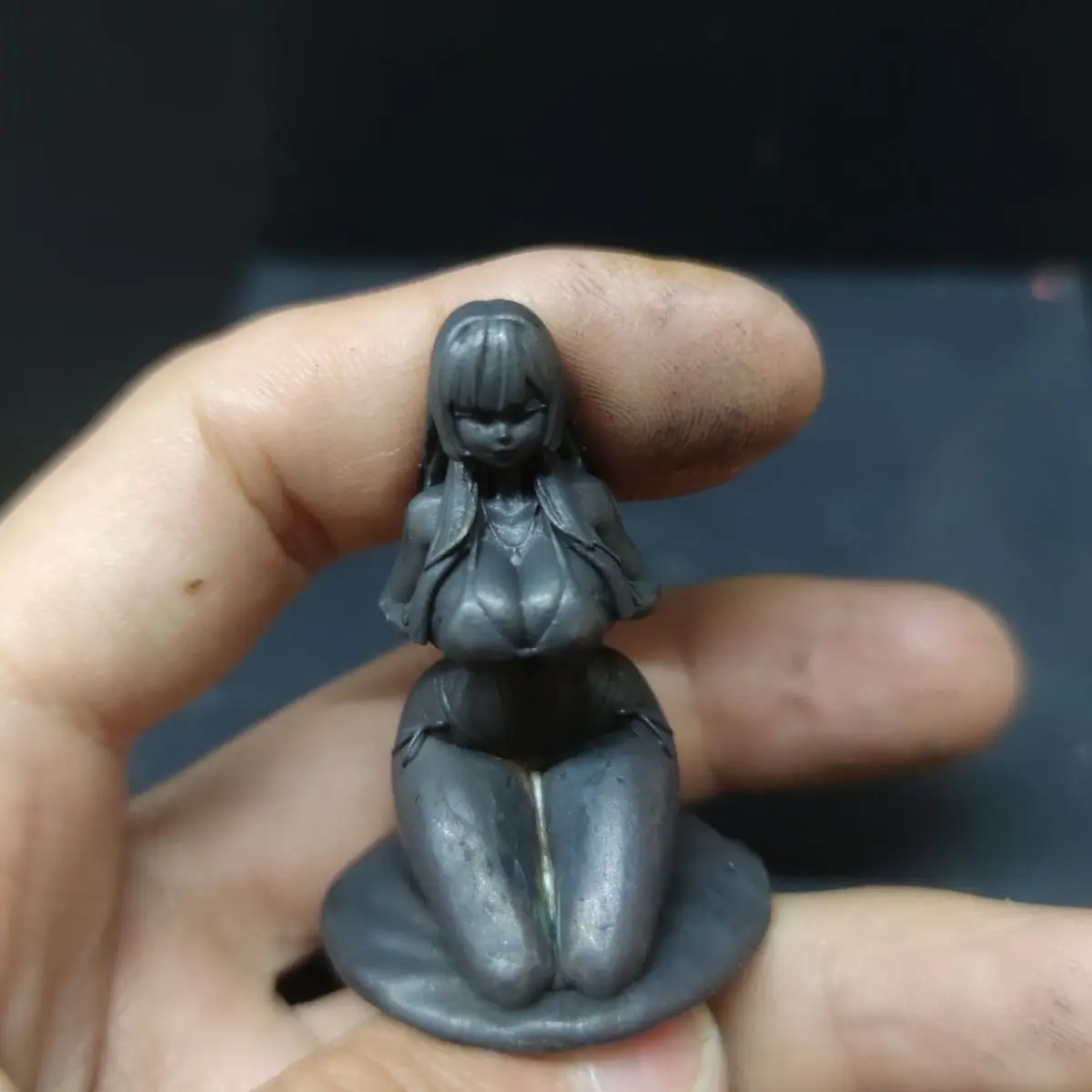 Elf Kneeling Position Beauty Girl Copper Metal Model Mini Figurine 46mm Miniature Decoration Crafts