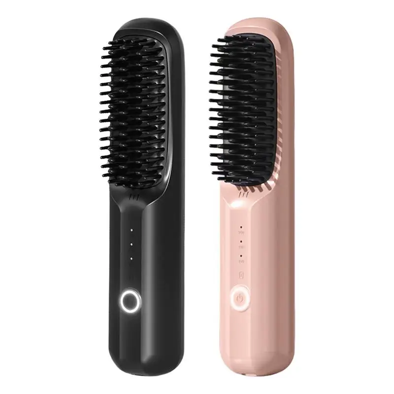 

Electric Hair Straightener Hot Comb Brush Rechargeable Hot Air Brush Hair Styling Tool Wireless Hot Comb Negative Ionic brush