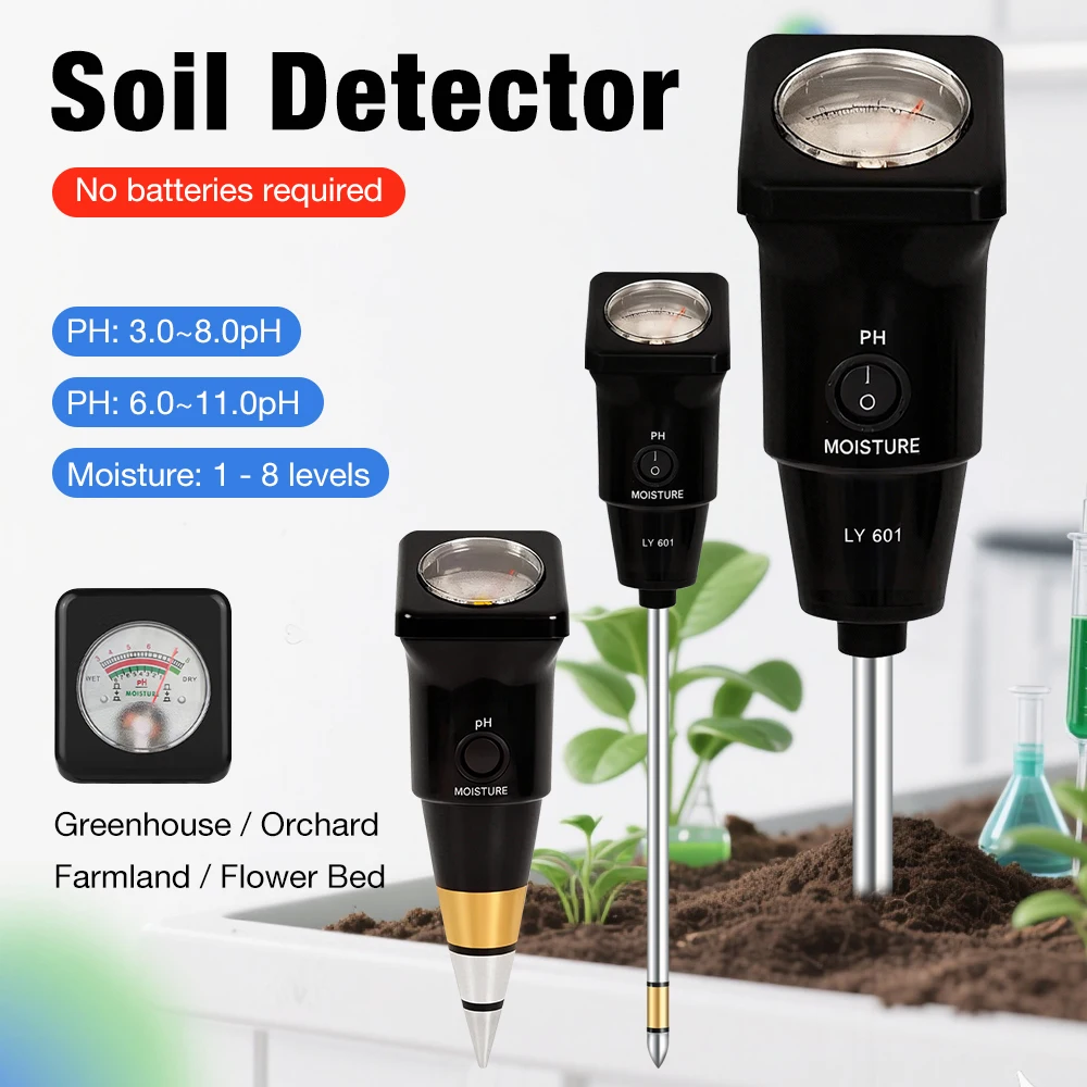 High Precision Soil PH Moisture Meter Soil Humidity Detector Portable Garden Farm Lawn Indoor & Outdoor Soil PH Tester