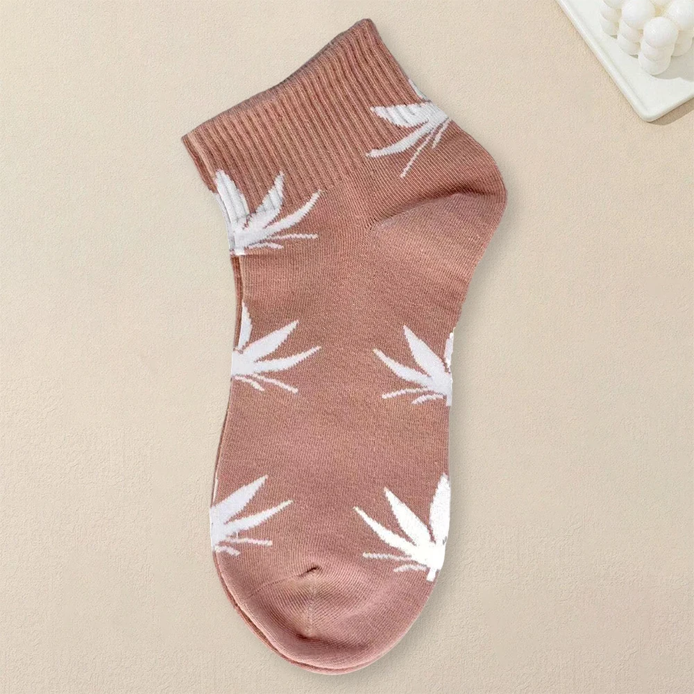 Pairs Printed Women Short Socks With Fashionable Versatile Leaf Pattern Socks Soft Lightweight And Breathable Casual Socks