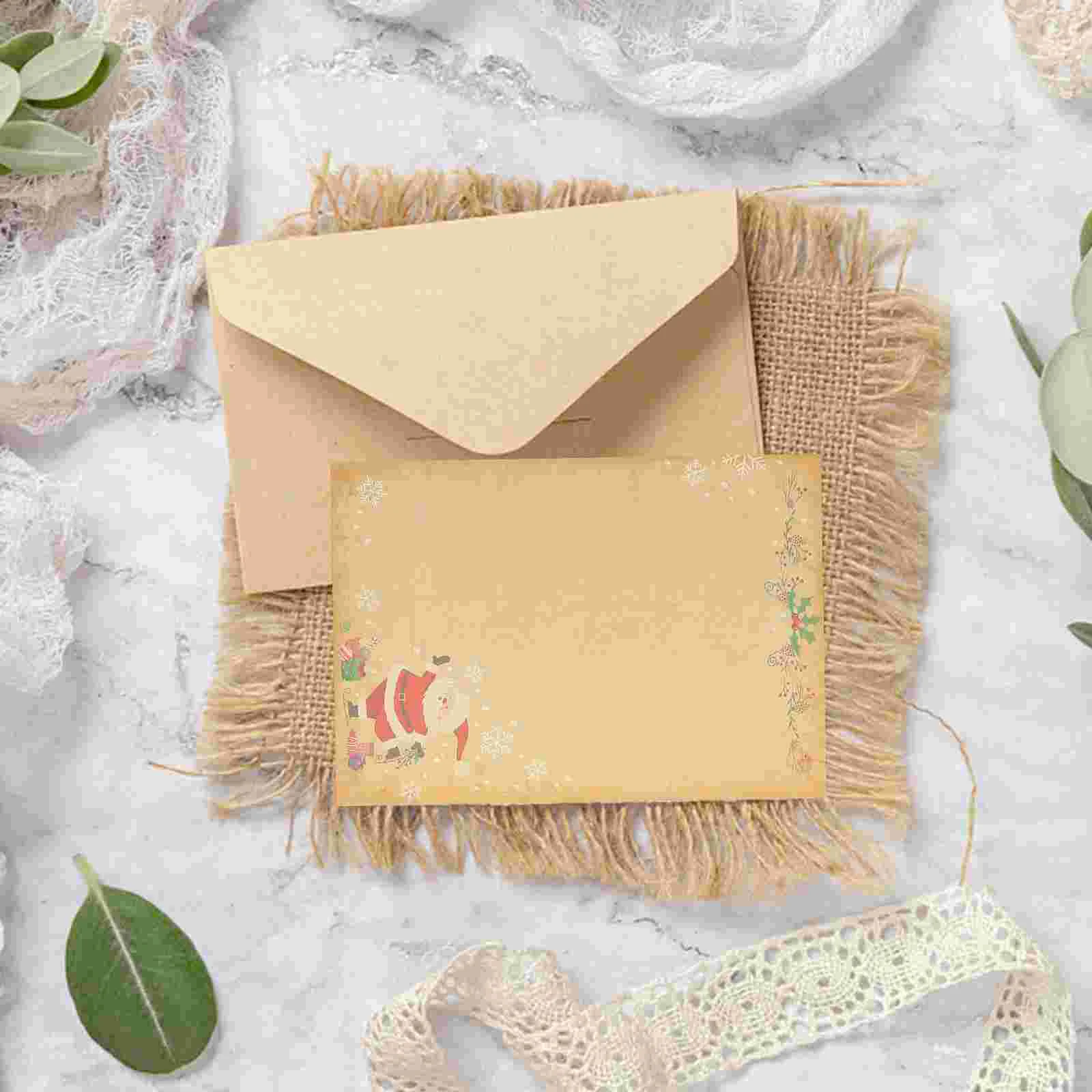 

60 Pcs Vintage Christmas Stationery Kraft Paper Style Blessing Papers 21X15X01CM Xmas Writing