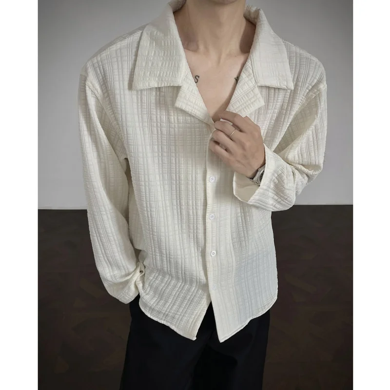 

Retro Flat Embroidery Casual Sle Men's irt Luxury Lazy Design Cuban Collar Long Sve Polyester Spring Summer Menswear