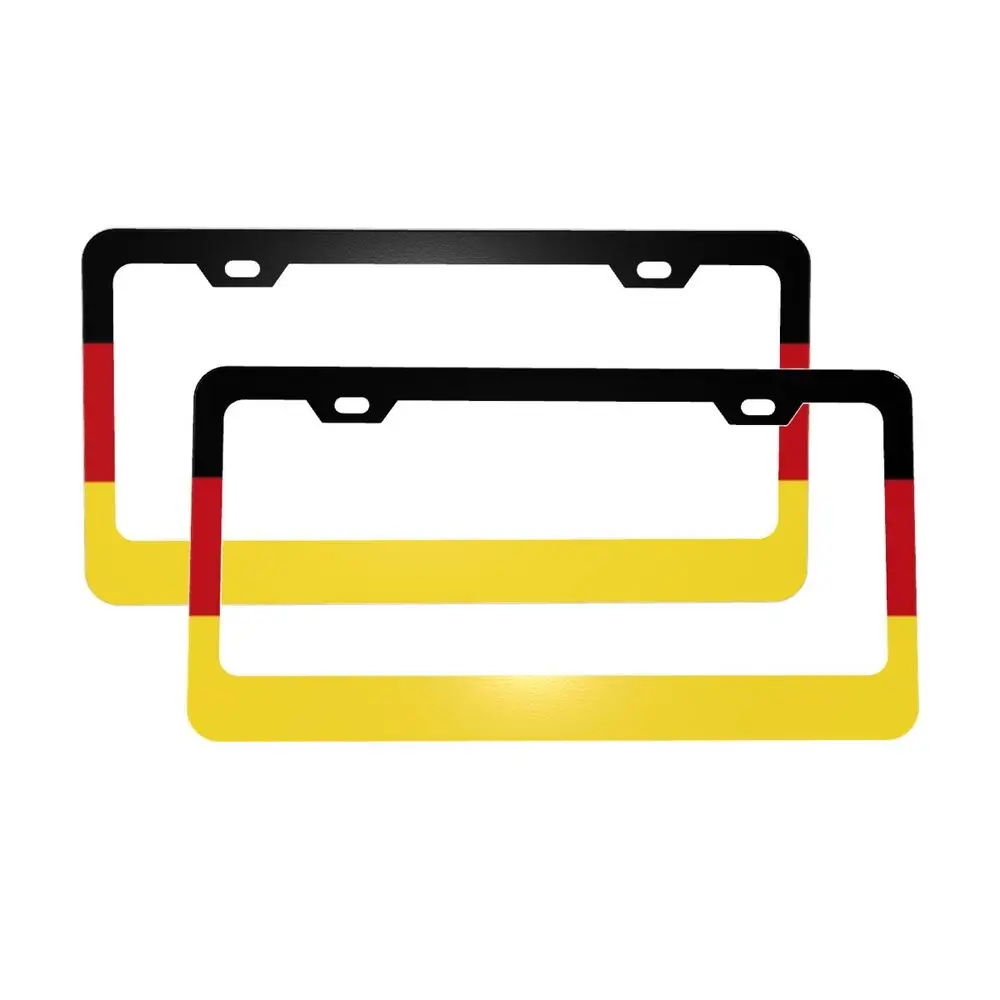 German Flag Plate Frame  2 PCS License Plate Holder Universal American Auto License  Rust-Proof Rattle-Proof Weather