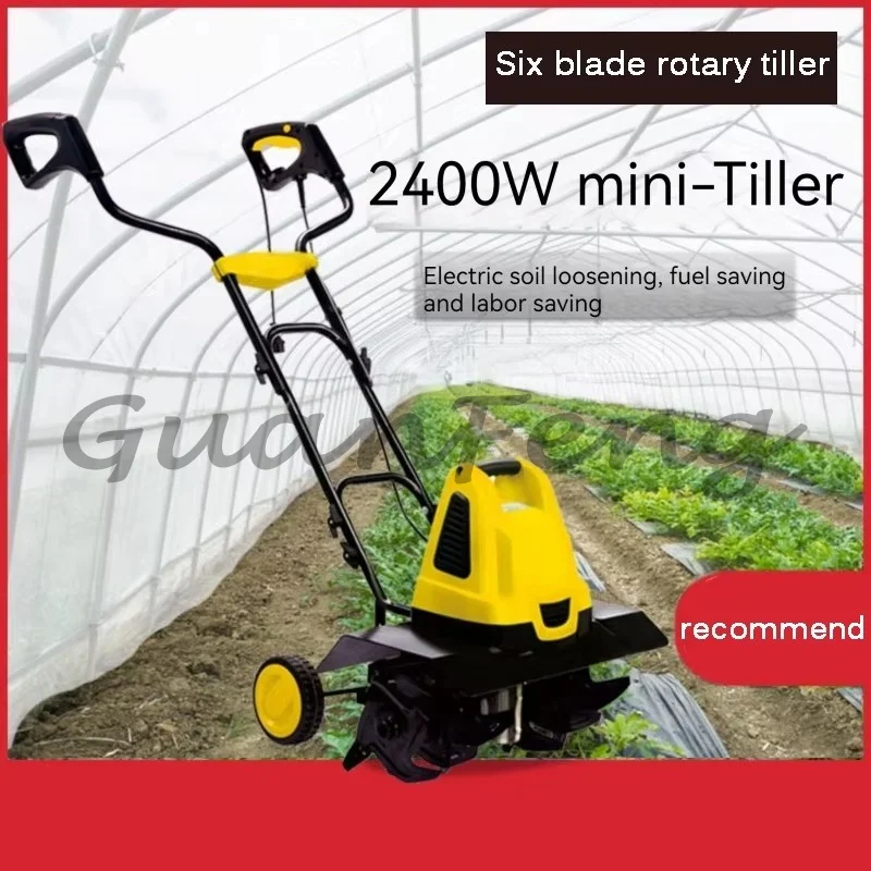 2400W Household Micro Tiller Small Farm Plow Orchard Pit Digging Machine Soil Breaking Cultivator