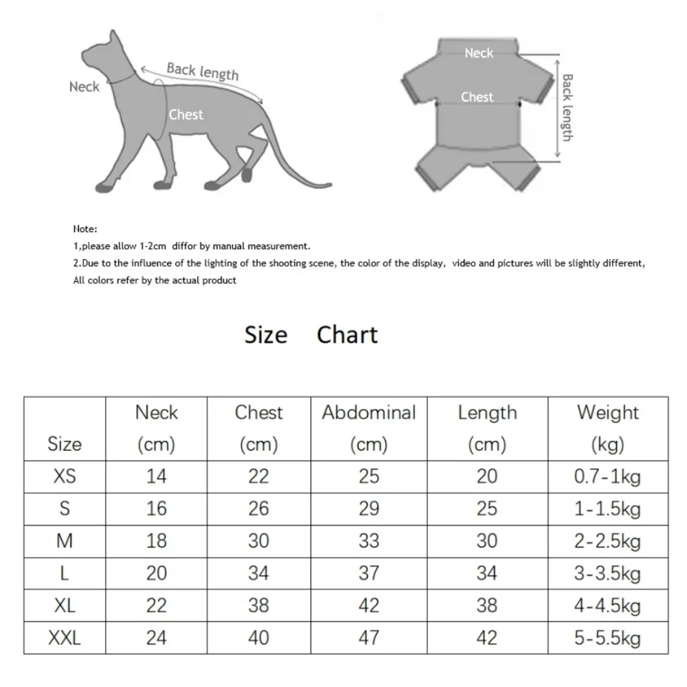 Sphynx Cat Clothes Summer 4-legged Cotton Pajamas Wound Anti-mite Sterilization for Female Cat Surgical Recovery Suit For Kitten