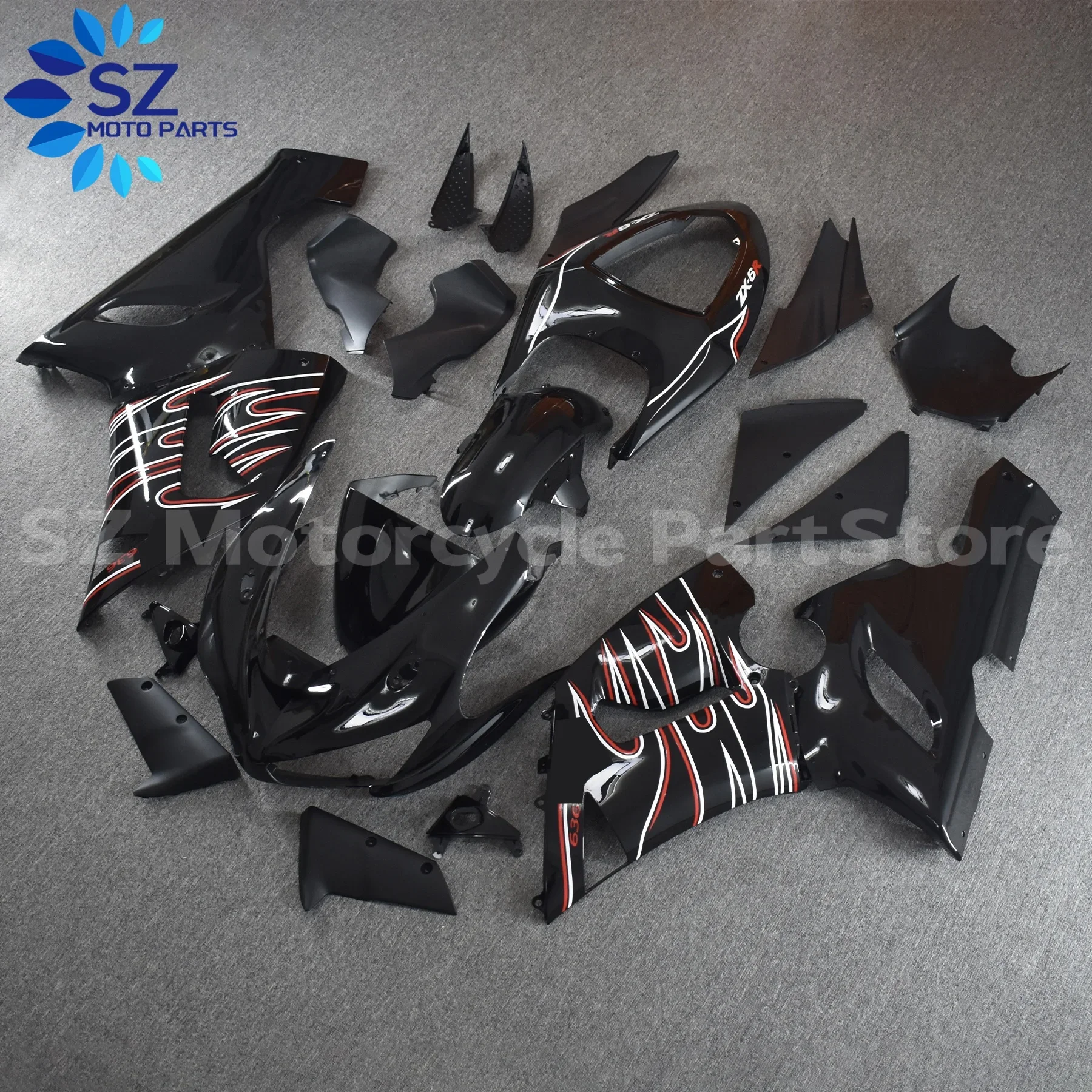 새로운 ABS 오토바이 풀 페어링 키트, 가와사키 ZX-6R ZX6R 636 2005 2006 05 06 맞춤형 페어링 키트 바디워크 쉘 세트