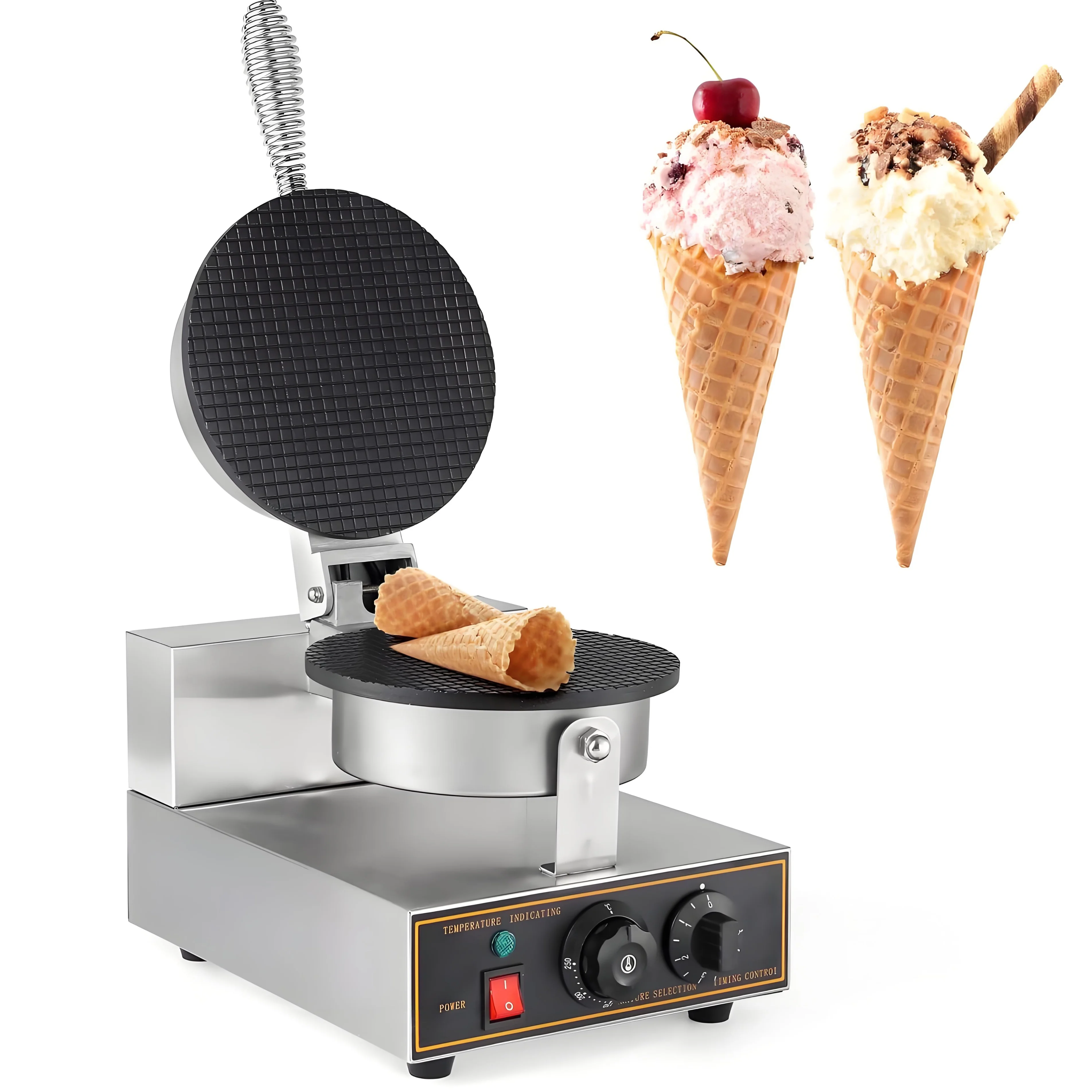 

Коммерческая электрическая вафельница для рожков 220В из нержавеющей стали, простая в использовании и чистке, с функцией Plug-And-Play.