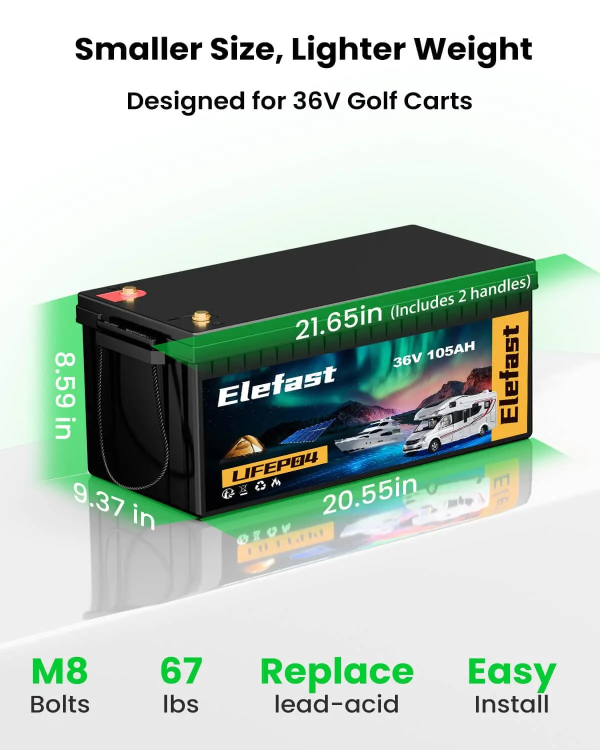 105A 36V Lithium Golf Cart Battery with Bluetooth, Customized