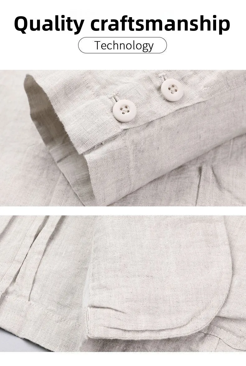 Leinen-Sonnenschutzjacke Blazer Modischer Herren-Outdoor-Reise-Hochzeits-Blazer Vielseitig Lässig Leicht Kühl Atmungsaktiv – Detail 6