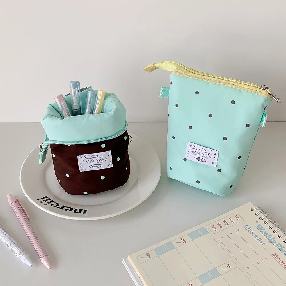 الكورية أسلوب بسيط مقلمة عمودية طالب القرطاسية حقيبة التخزين المدرسة المحمولة سعة كبيرة القلم حالة سطح المكتب القلم حقيبة