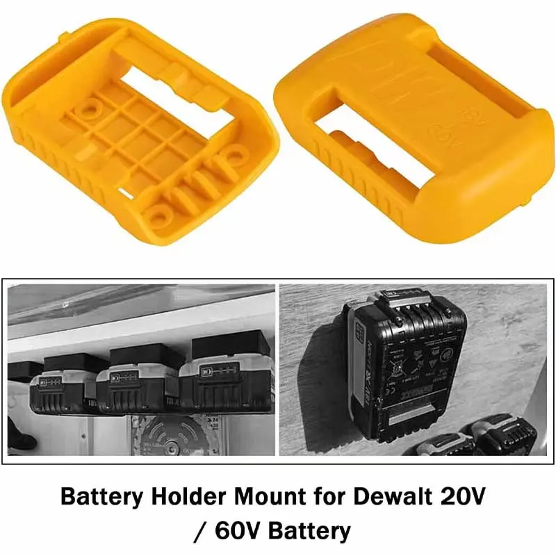 5Packs Battery Holder for Dewalt 18V 20V 60V Battery Holder Wall Storage Mounts Stander Mount Dock Battery Belt Buckle Yellow